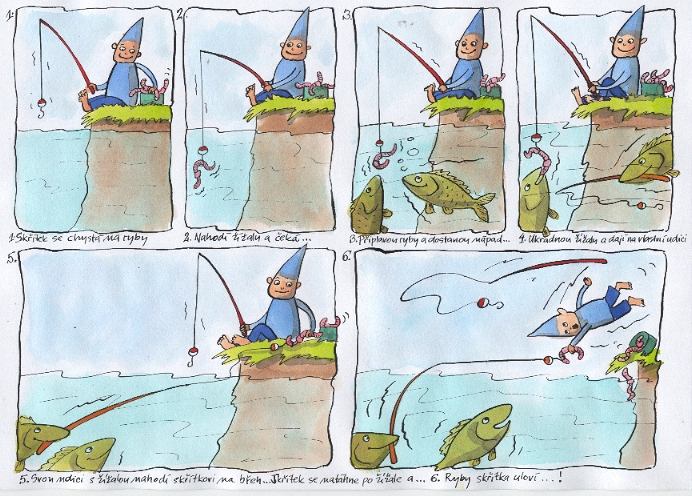 Storyboard Skřítek rybaří